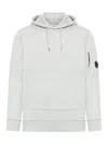 C.p. Company Lens Detailed Drawstring Hoodie In Grey