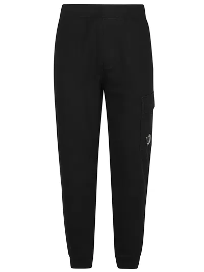C.p. Company Diagonal Raised Fleece Lens Sweatpants In Black