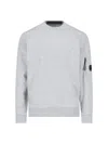 C.p. Company Gray Diagonal Raised Fleece Crewneck Lens Sweatshirt In Gray