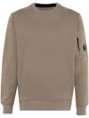 C.p. Company Light Fleece Crewneck Sweatshirt In Khaki Fabric