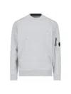 C.p. Company Gray Diagonal Raised Fleece Crewneck Lens Sweatshirt In Grey