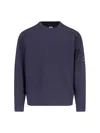 C.p. Company Brushed And Emerized Diagonal Fleece Lens Crew Nec In Total Eclipse