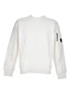C.p. Company Diagonal Raised Fleece Sweatshirt In White