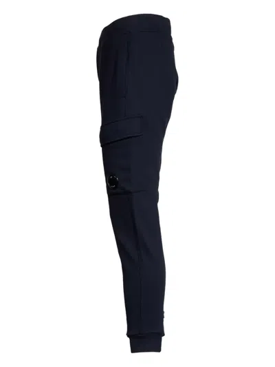 C.p. Company Diagonal Raised Fleece Cargo Sweatpants In Blue