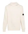 C.p. Company Diagonal Raised Lens-detail Hoodie In White
