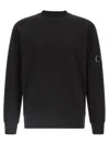 C.p. Company Sweatshirts Crew Neck In Diagonal Raised Fleece In Black