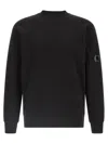 C.p. Company Sweatshirts Crew Neck In Diagonal Raised Fleece In Black