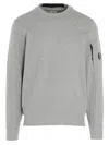C.p. Company Gray Diagonal Raised Fleece Crewneck Lens Sweatshirt In Gray