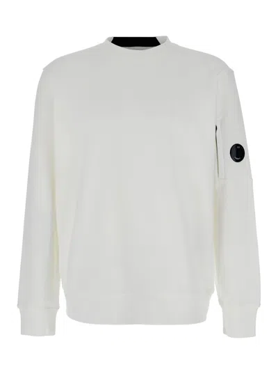 C.p. Company Logo Badge Sweatshirt In White