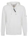 C.p. Company Sweatshirts Hooded Open In Diagonal Raised Fleece In White