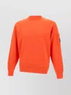 C.p. Company Diagonal Weave Cotton Fleece Crewneck Sweatshirt In Orange