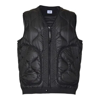 C.p. Company Diamond-quilted Sleeveless Jacket With Structured Design In Black