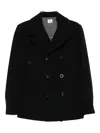 C.p. Company Double-breasted Peacoat In Black