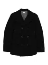C.p. Company Double-breasted Structured Jacket With Wide Lapels In Black