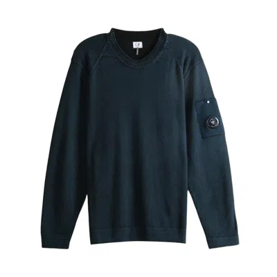 Pre-owned C.p. Company Double Colour Wool Crewneck Lens Sweater 'orion Blue' | Men's Size M