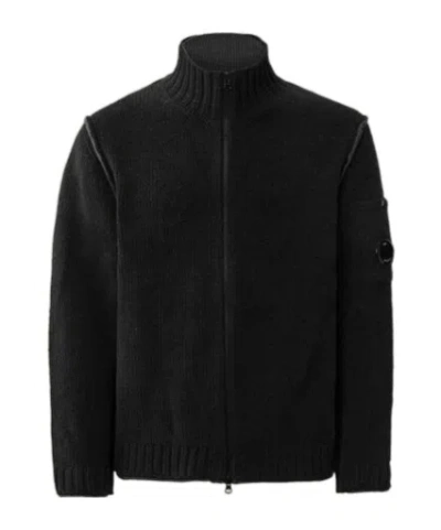 C.p. Company Double-face Cotton Cardigan In Black
