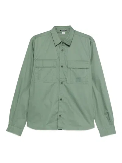 C.p. Company Double-pocket Cotton Shirt In Green