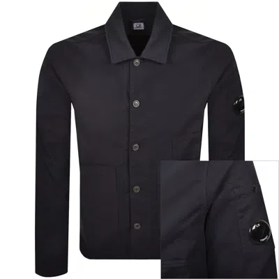 C.p. Company Cp Company Double Satin Overshirt Navy In Black