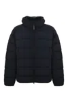C.p. Company Men Black Down Jacket With Fixed Hood With Googles Detail In Tech Fabric Man In Black