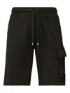 C.p. Company Fleece Cargo Bermuda Shorts Pockets In Black