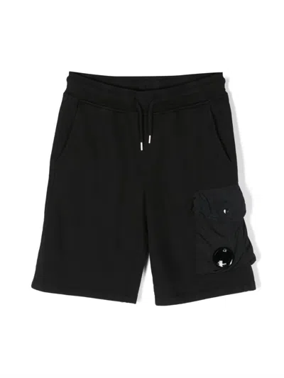 C.p. Company Kids' Drawstring Cargo Shorts In Black