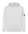 C.p. Company Lens Detailed Drawstring Hoodie In White