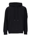 C.p. Company Classic Black Hoodie With Kangaroo Pocket And Signature Detail In Black