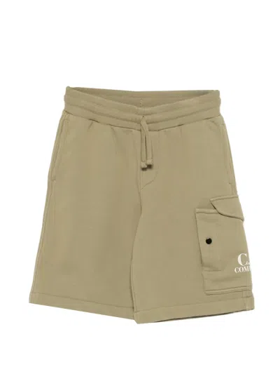 C.p. Company Kids' Drawstring Logo-detail Shorts In Green