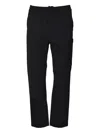 C.p. Company Relaxed-fit Black Trousers With Elastic Waistband And Utility Pockets In Black
