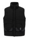 C.p. Company Black Vest With Mock Drawstring Neck And Logo Plaque On The Front In Black