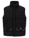 C.p. Company Black Vest With Mock Drawstring Neck And Logo Plaque On The Front In Blue