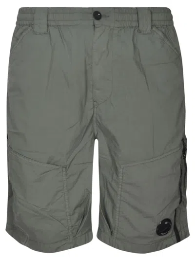 C.p. Company Elastic Buttoned Waist Cargo Shorts In Agave Green