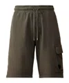 C.p. Company Lens-detail Cotton Track Shorts In Black