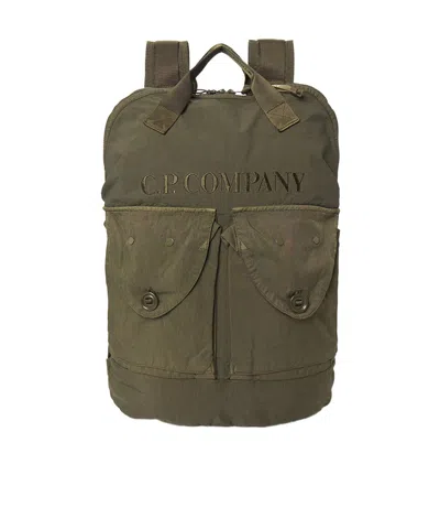 C.p. Company Embossed-logo Front-pocket Backpack In Green