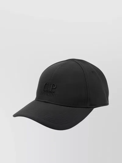C.p. Company Embroidered Baseball Cap Curved Brim In Black
