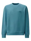 C.p. Company Brushed Emerized Diagonal Fleece Crewneck Sweater In Blue