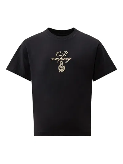 C.p. Company Kids' Embroidered Graphic T-shirt In Black