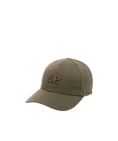 C.p. Company Embroidered-logo Cotton Cap In Green