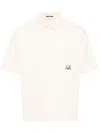 C.p. Company Embroidered-logo Cotton Polo Shirt In Neutrals