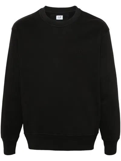 C.p. Company Embroidered-logo Cotton Sweatshirt In Schwarz
