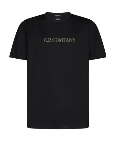 C.p. Company Embroidered-logo Cotton T-shirt In Black