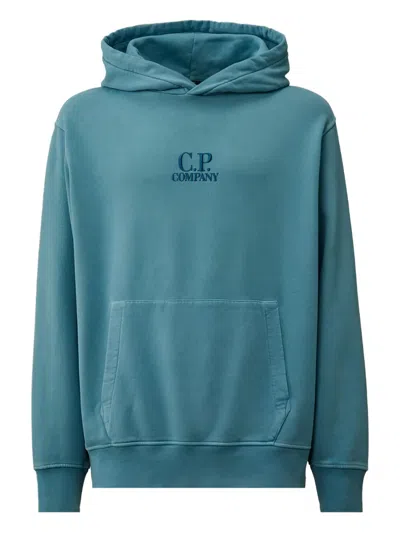 C.p. Company Embroidered-logo Hoodie In Blue