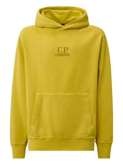 C.p. Company Embroidered-logo Hoodie In Yellow