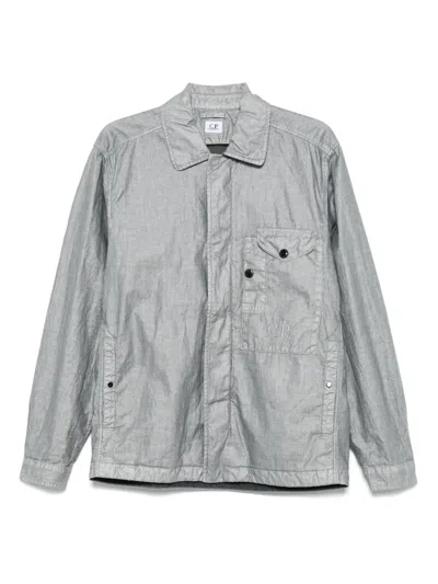C.p. Company Embroidered-logo Jacket In Grey