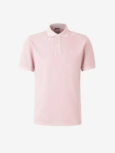 C.p. Company Embroidered Logo Polo In Light Pink