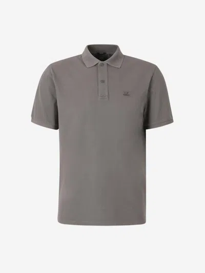 C.p. Company Embroidered Logo Polo Shirt In Grigio