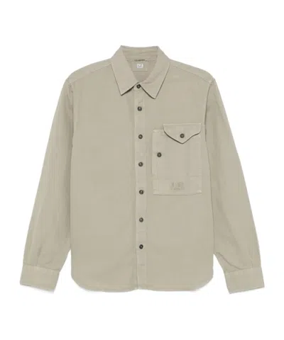 C.p. Company Embroidered-logo Shirt In Green