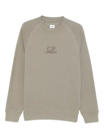 C.p. Company Embroidered-logo Sweatshirt In Green