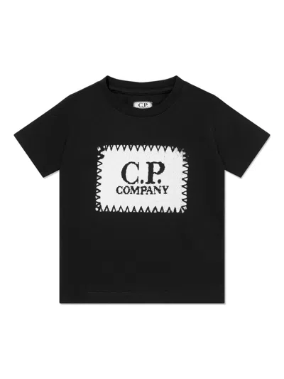 C.p. Company Kids' Embroidered-logo T-shirt In Black