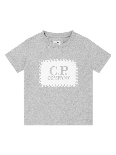 C.p. Company Kids' Embroidered-logo T-shirt In Grey
